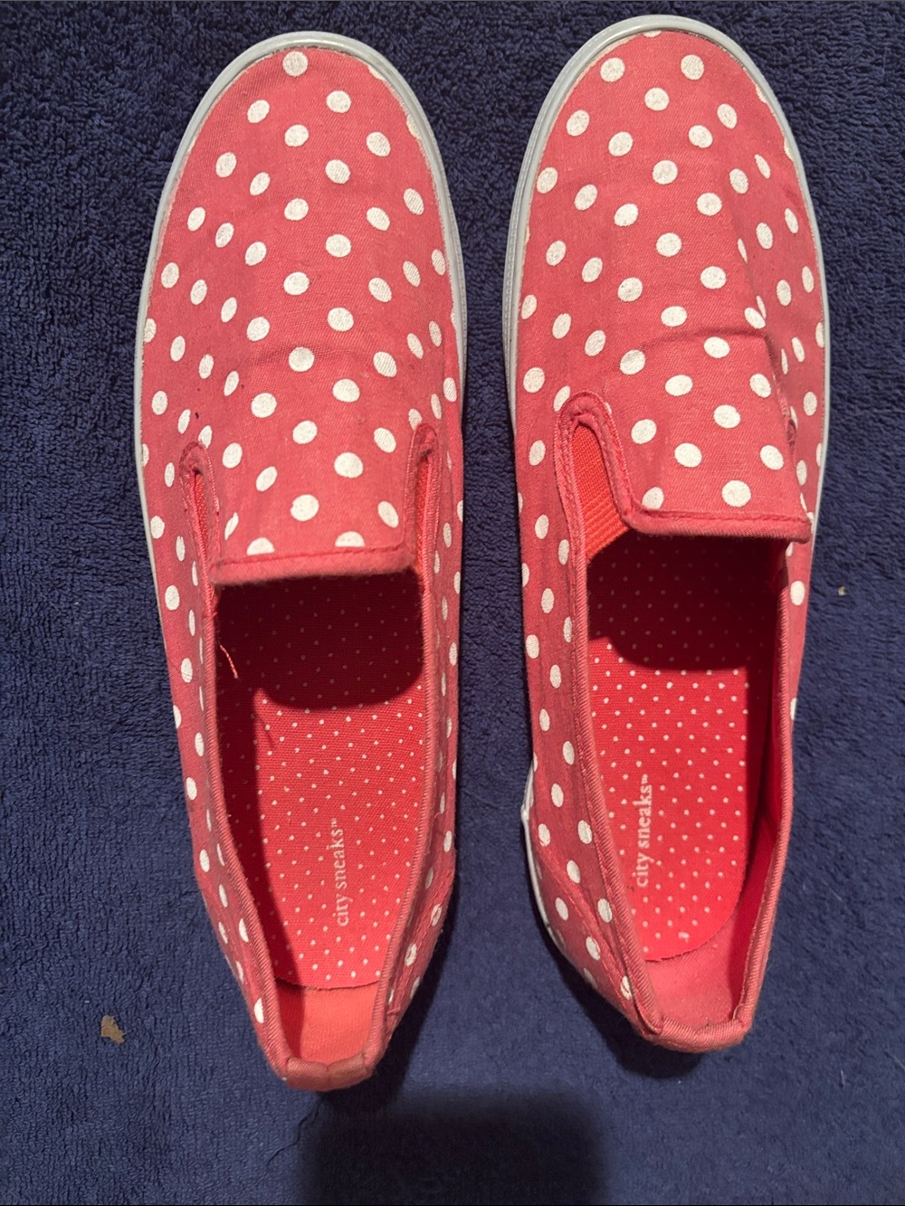 Women's Red Polka Dot Slip-On Sneakers